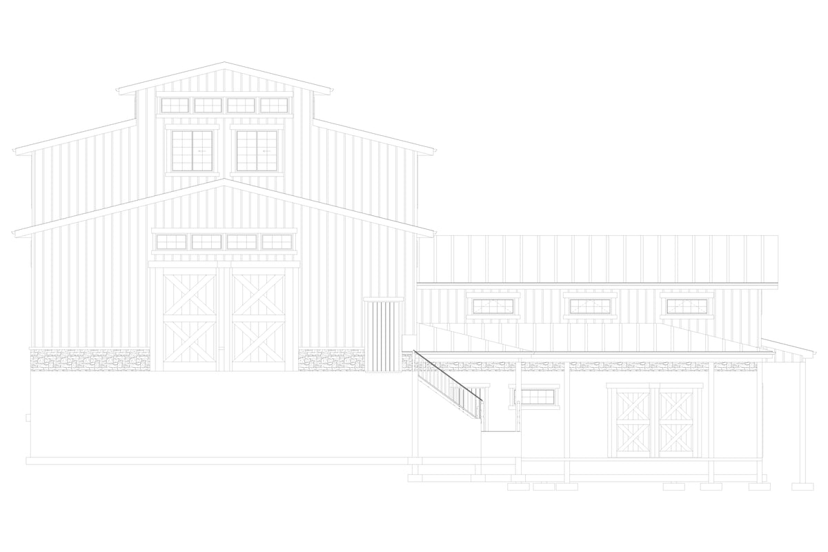 AO8498-A Barndominium Garage, 2.5 Bathrooms | Danfors Garage Plan Front Elevation