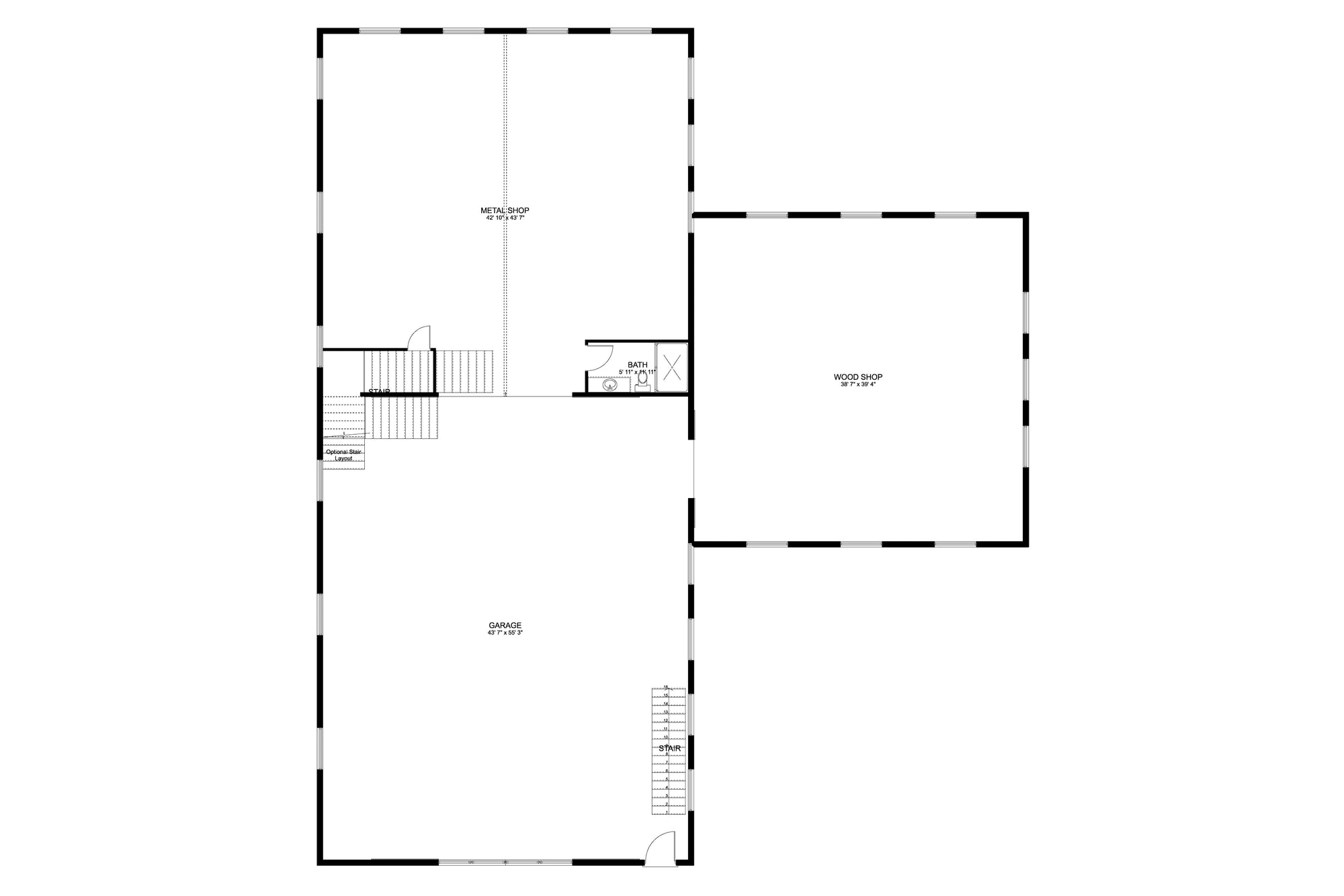 AO8498-A Barndominium Garage, 2.5 Bathrooms | Danfors Garage Plan First Floor Plan