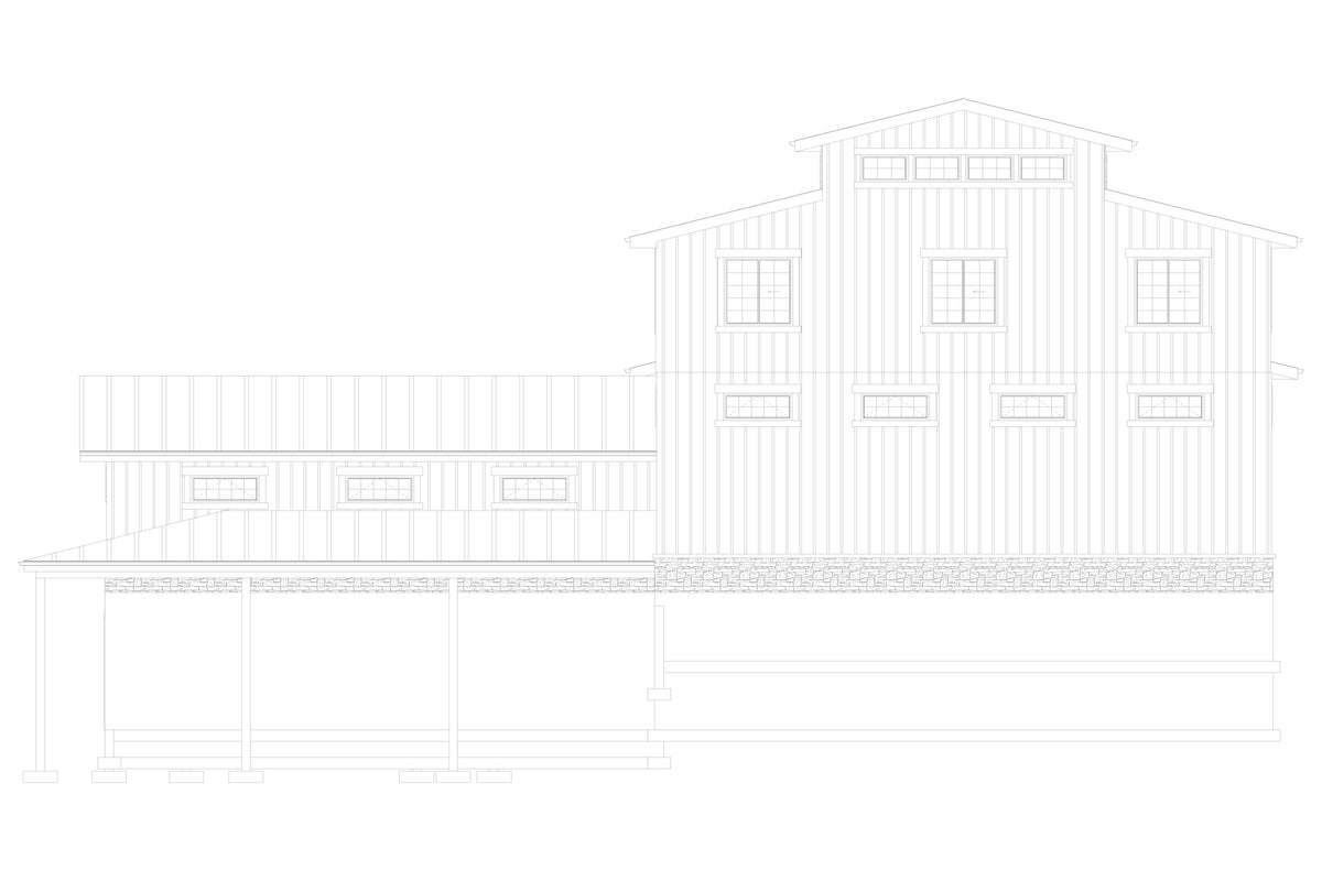 AO8498-A Barndominium Garage, 2.5 Bathrooms | Danfors Garage Plan Rear Elevation