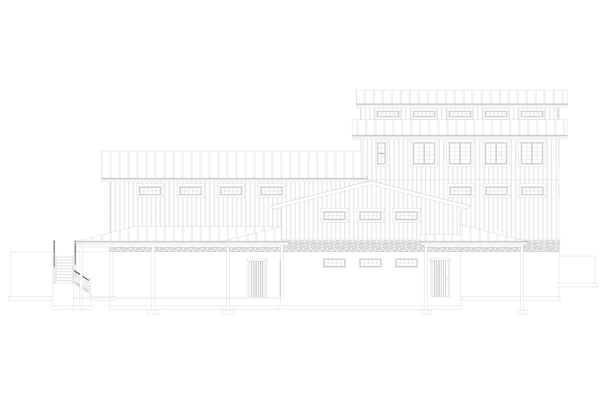 AO8498-A Barndominium Garage, 2.5 Bathrooms | Danfors Garage Plan Right Elevation