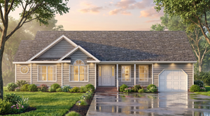 Transitional 3 Bedroom House Plan with Front Porch, Patio, and 1-Car Garage | Craven House