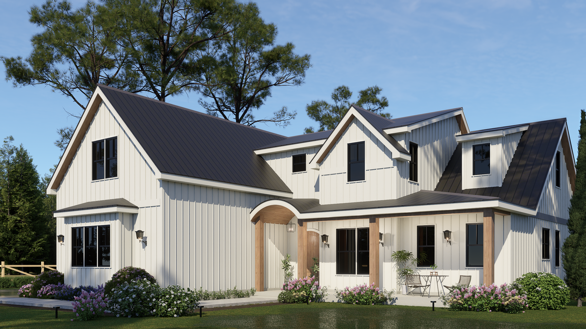 A8250-A Mulberry House Plan 3 Beds, 3.5 Baths, Modern Farmhouse Plan  Exterior 5