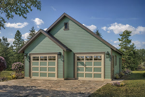 AM7667-A A-Frame House, 3 Bedrooms, 2 Bathrooms | Gerard House Plan Garage Exterior