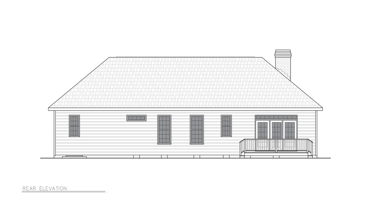 A8232-A Traditional House, 3 Bedrooms, 2 Bathrooms | Diamond House Plan Rear Elevation