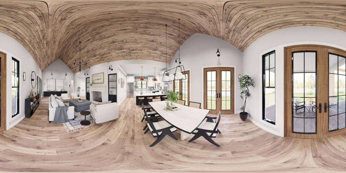 A8073-A Modern Farmhouse Dining Panorama, 3 Bedrooms, 2.5 Bathrooms | Persimmon House Plan 