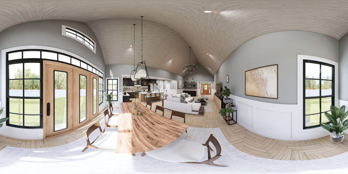 A7687-A Transitional House Dining Room Panorama, 3 Bedrooms, 3.5 Bathrooms | Whitemoore B House Plan 