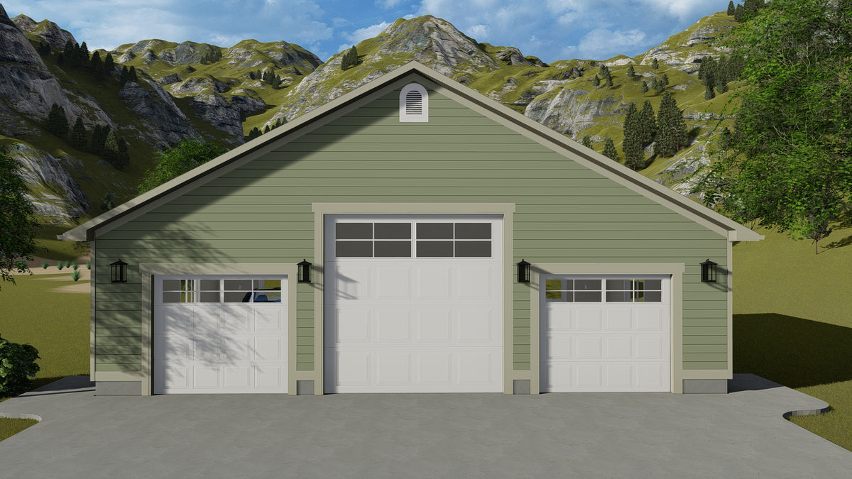 Spacious Three-Car Detached Garage with Stemwall Foundation and Storage
