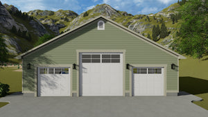 Spacious Three-Car Detached Garage with Stemwall Foundation and Storage