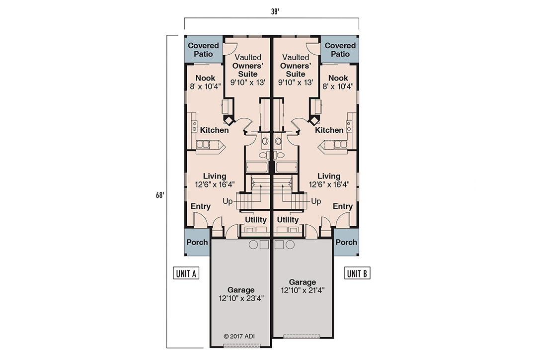 AM8108-A Craftsman Duplex House, 6 Bedrooms, 4 Bathrooms | Braydon House Plan Exterior