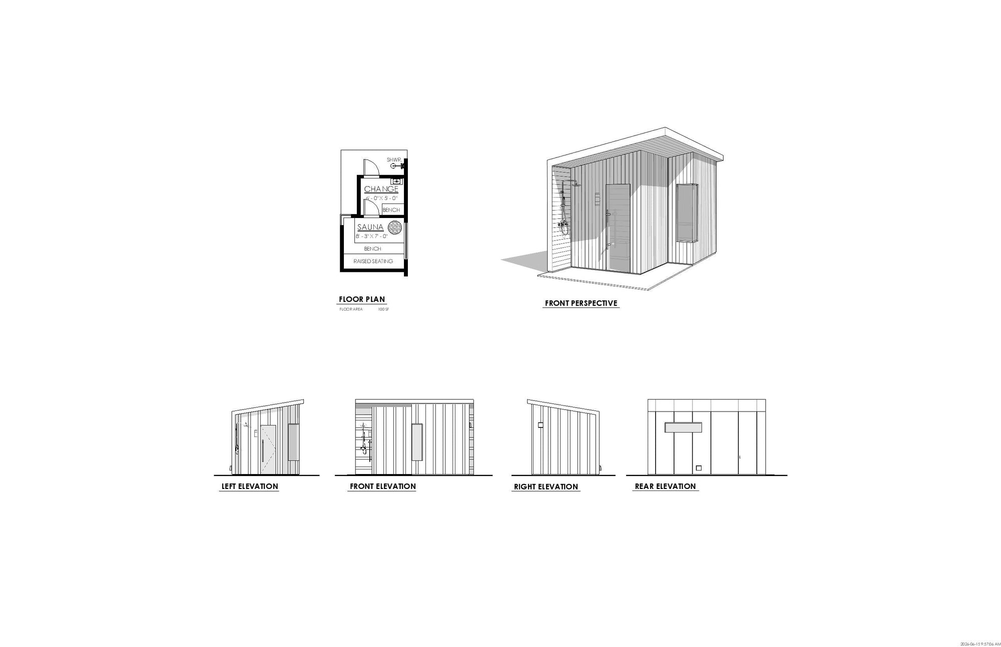 S8374-A Ember Sauna Floor Plan | 100 Sq Ft 
