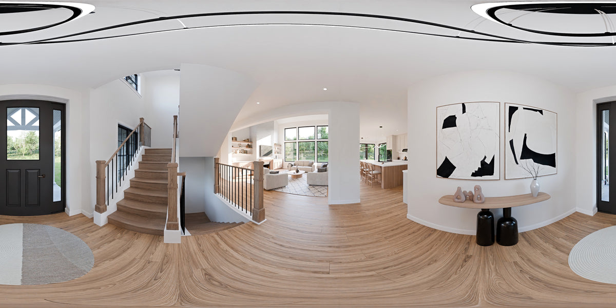 AJ7726-A Craftsman House Foyer Panorama, 3 Bedrooms, 2.5 Bathrooms | Plan 1063