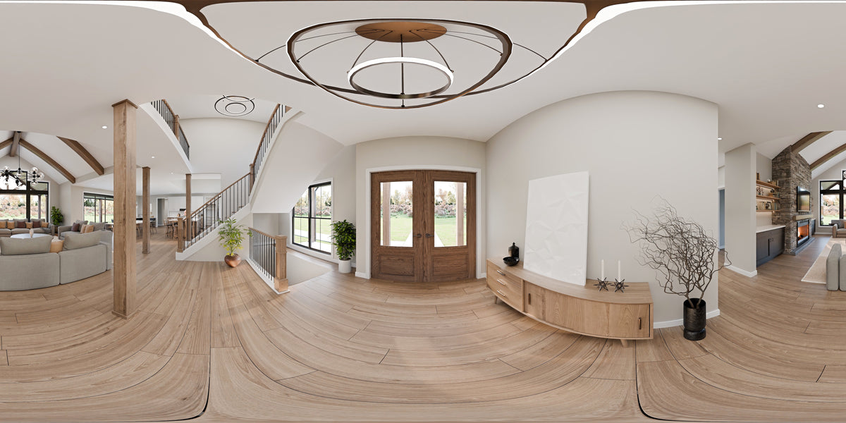 AJ7722-A Modern Farmhouse Foyer Panorama, 4 Bedrooms, 4 Bathrooms | Plan 1062 