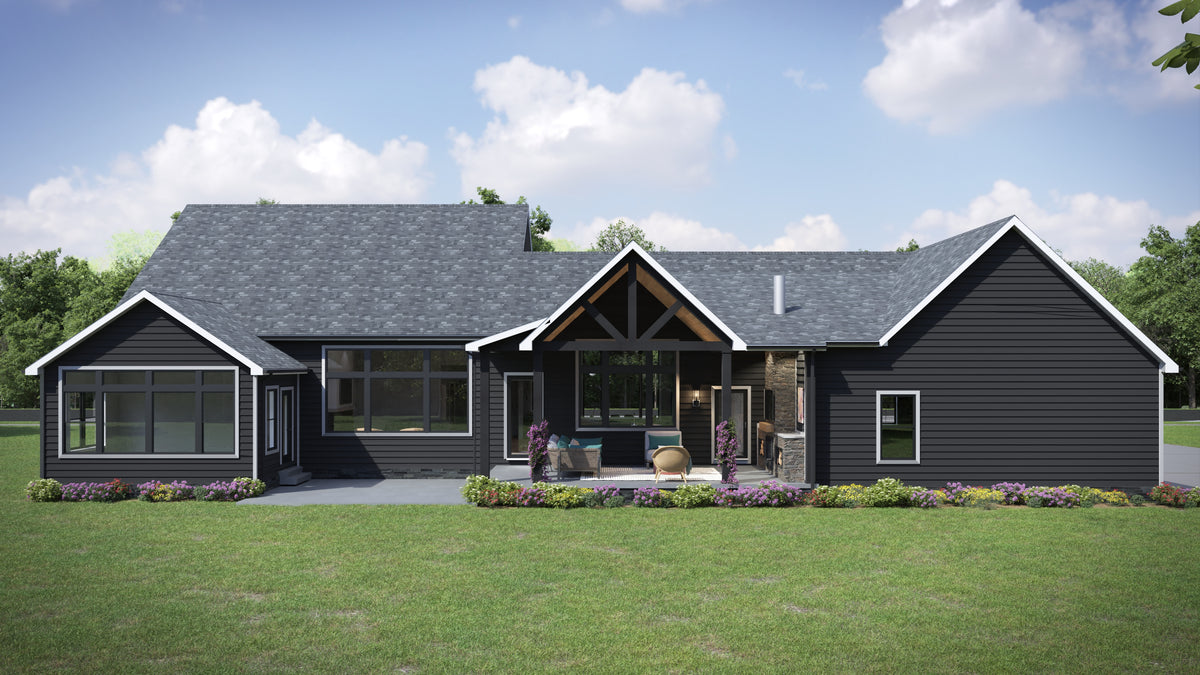 AJ7696-A Country House, 3 to 5 Bedrooms, 2.5 to 3.5 Bathrooms | Plan 1039 Exterior-2