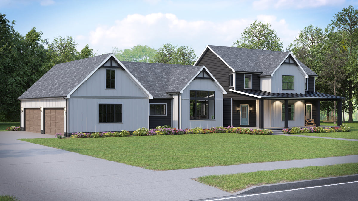 AJ7696-A Country House, 3 to 5 Bedrooms, 2.5 to 3.5 Bathrooms | Plan 1039 Exterior-4