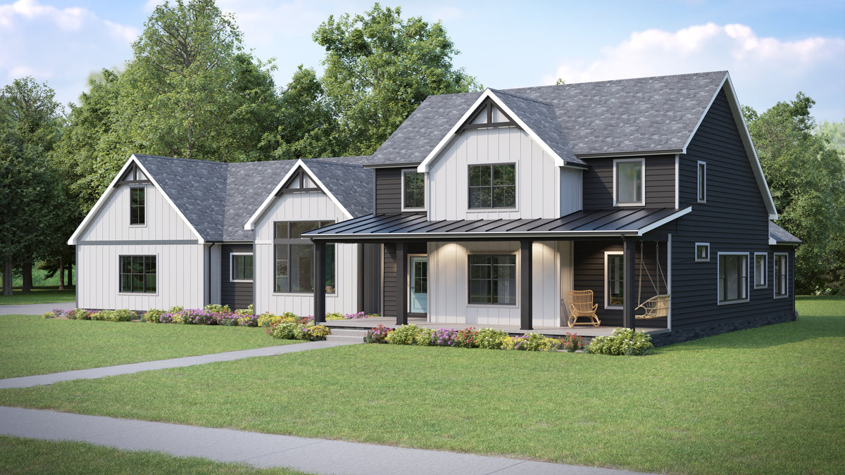 AJ7696-A Country House, 3 to 5 Bedrooms, 2.5 to 3.5 Bathrooms | Plan 1039 Exterior-5