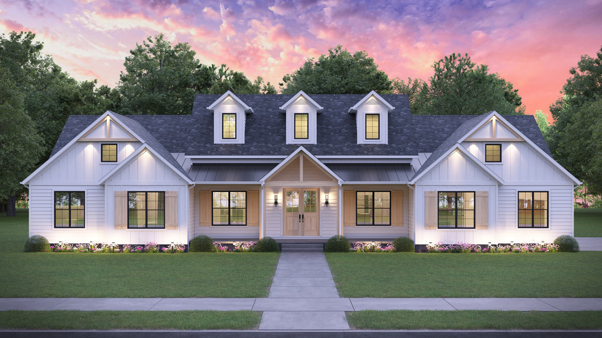 AJ7679-A Modern Farmhouse, 4 Bedrooms, 3.5 Bathrooms | Plan 1011 Exterior-2