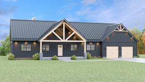 AJ7709-A Modern Barndominium House, 2 Bedrooms, 2 Bathrooms | Plan 1058 Exterior