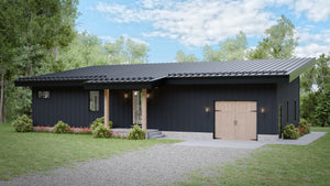 AJ7706-A Modern Ranch House, 3 Bedrooms, 2.5 Bathrooms | Plan 1053 Exterior-1