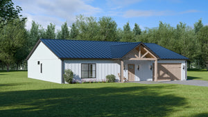 AJ7703-A Modern Barn House, 2 Bedrooms, 2 Bathrooms | Plan 1049 Exterior-2