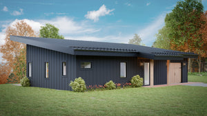 AJ7705-A Contemporary House, 1 Bedroom, 1.5 Bathroom | Plan 1052 Exterior-3