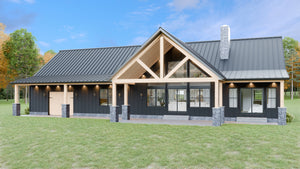 AJ7709-A Modern Barndominium House, 2 Bedrooms, 2 Bathrooms | Plan 1058 Exterior-2