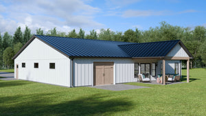 AJ7703-A Modern Barn House, 2 Bedrooms, 2 Bathrooms | Plan 1049 Exterior-3