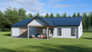 AJ7703-A Modern Barn House, 2 Bedrooms, 2 Bathrooms | Plan 1049 Exterior-4