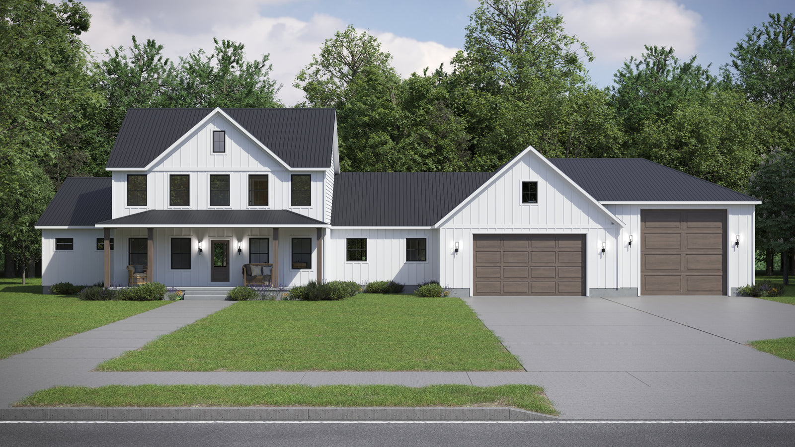 AJ7697-A Modern Farmhouse, 3 Bedrooms, 2.5 Bathrooms | Plan 1040 Exterior