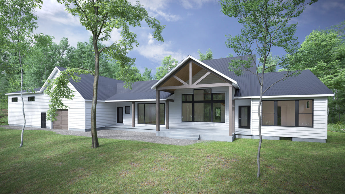 AJ7697-A Modern Farmhouse, 3 Bedrooms, 2.5 Bathrooms | Plan 1040 Exterior-2