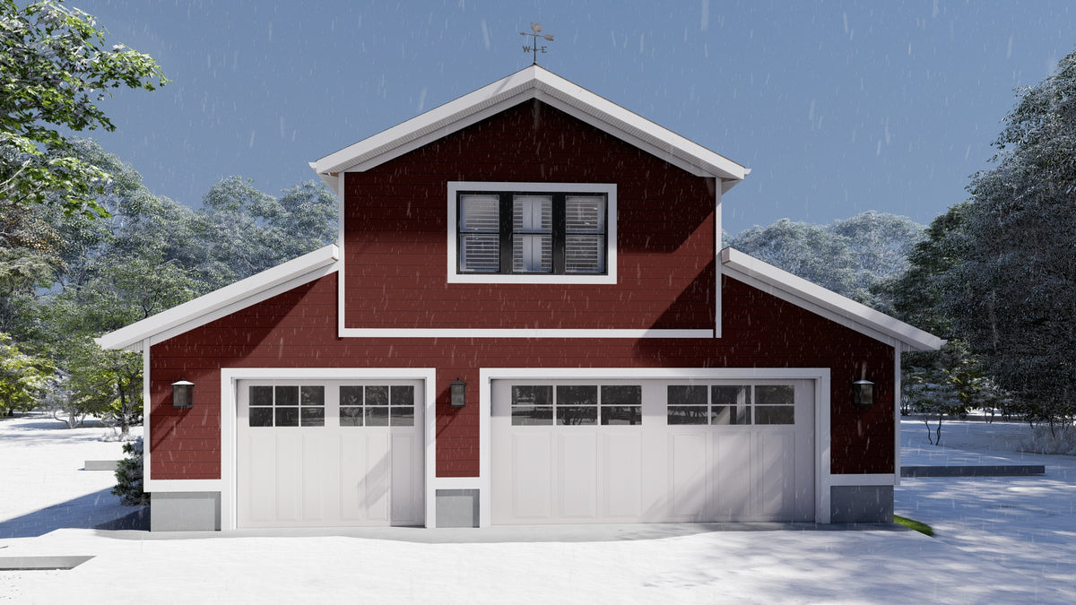 Garage Apartment Plan with 4-Car Garage and 1-Bedroom Suite