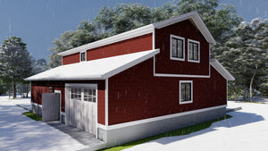 Garage Apartment Plan with 4-Car Garage and 1-Bedroom Suite