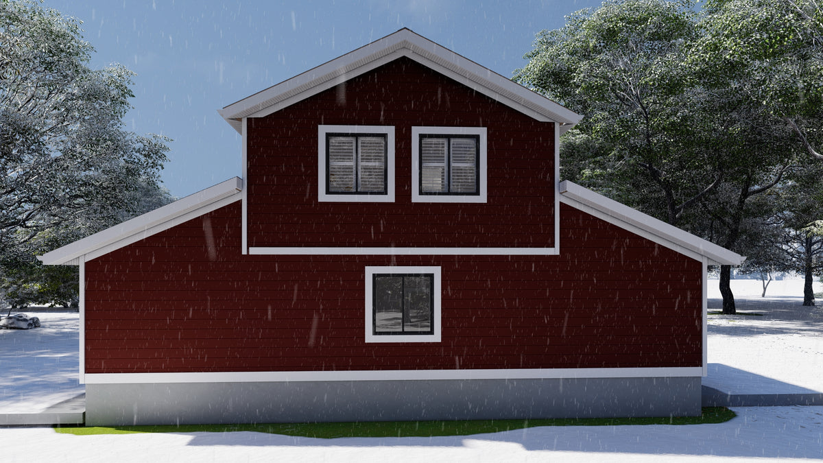 Garage Apartment Plan with 4-Car Garage and 1-Bedroom Suite