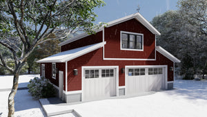 Garage Apartment Plan with 4-Car Garage and 1-Bedroom Suite