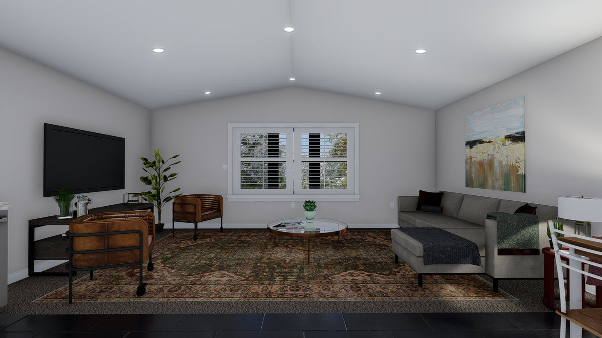 Garage Apartment Plan with 4-Car Garage and 1-Bedroom Suite