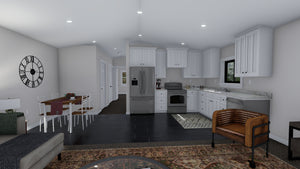 Garage Apartment Plan with 4-Car Garage and 1-Bedroom Suite