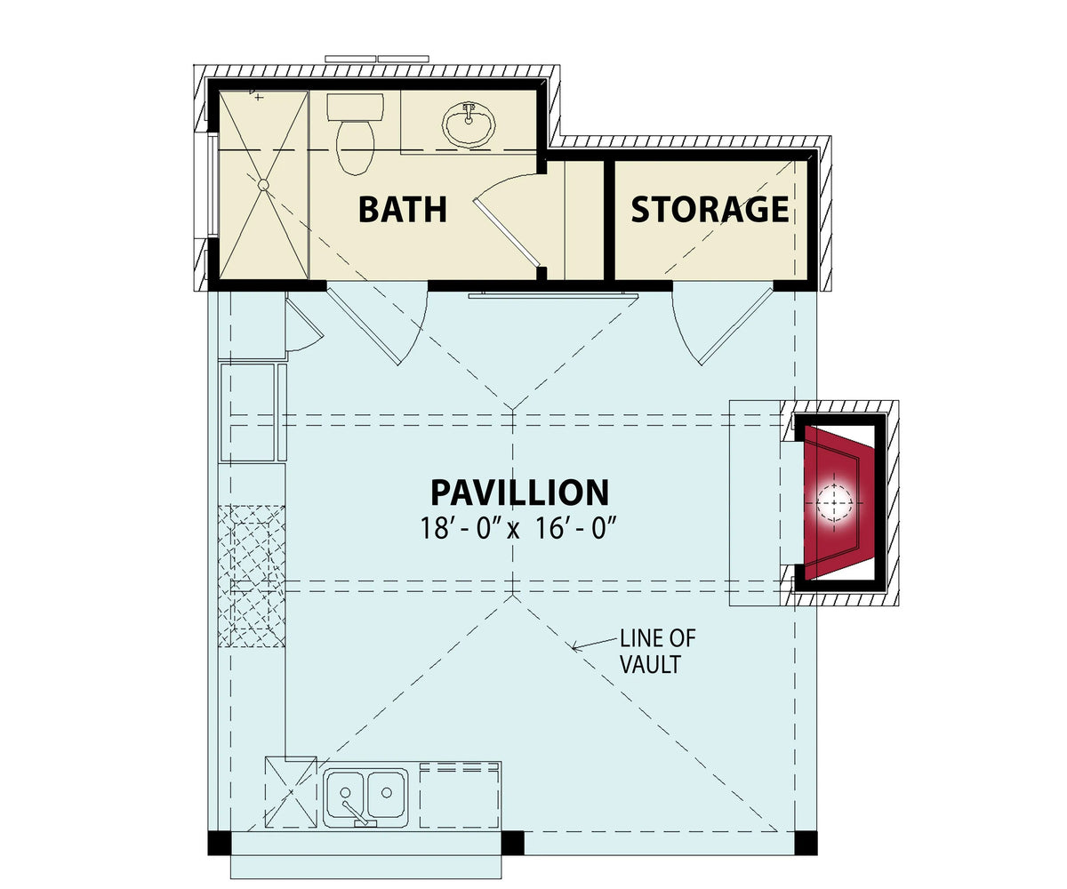 Edenshire Pool House - Archival Designs House Plans, floor plan