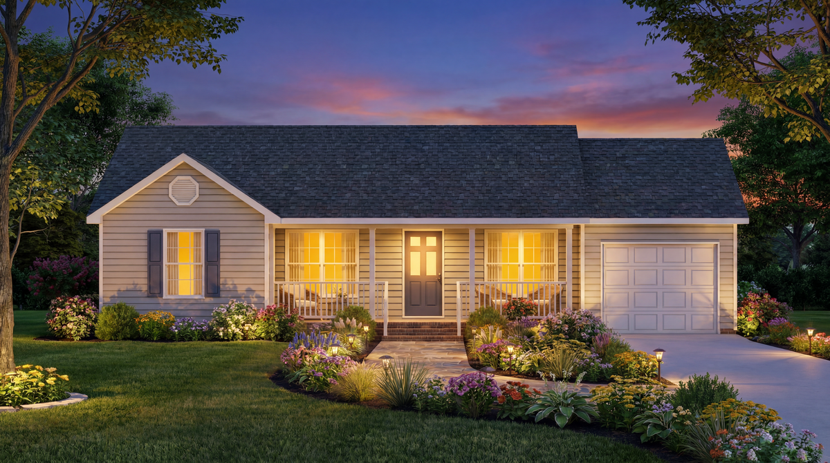 A8236-A Ranch House, 3 Bedrooms, 2 Bathrooms | Edgehill House Plan Exterior-2