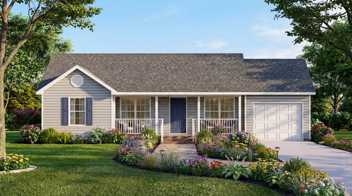 A8236-A Ranch House, 3 Bedrooms, 2 Bathrooms | Edgehill House Plan Exterior-3