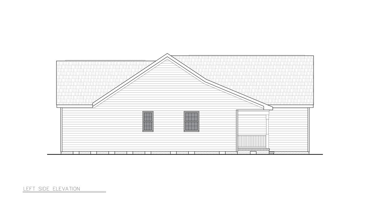 A8238-A Traditional House, 3 Bedrooms, 2 Bathrooms | Emily House Plan Left Elevation