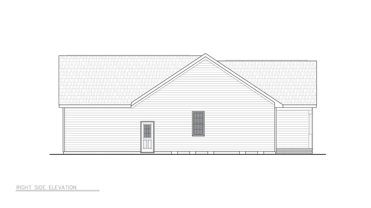 A8238-A Traditional House, 3 Bedrooms, 2 Bathrooms | Emily House Plan Right Elevation