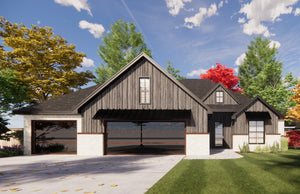 Stylish 4-Bedroom Ranch Plan with Flex Room & 3-Car Garage