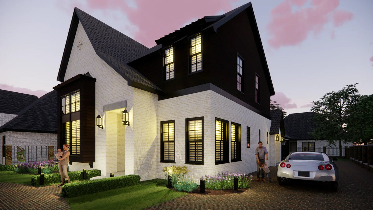 AG7495-A Transitional House, 3 Bed, 2.5 Bath | Stamford House Plan Exterior-2