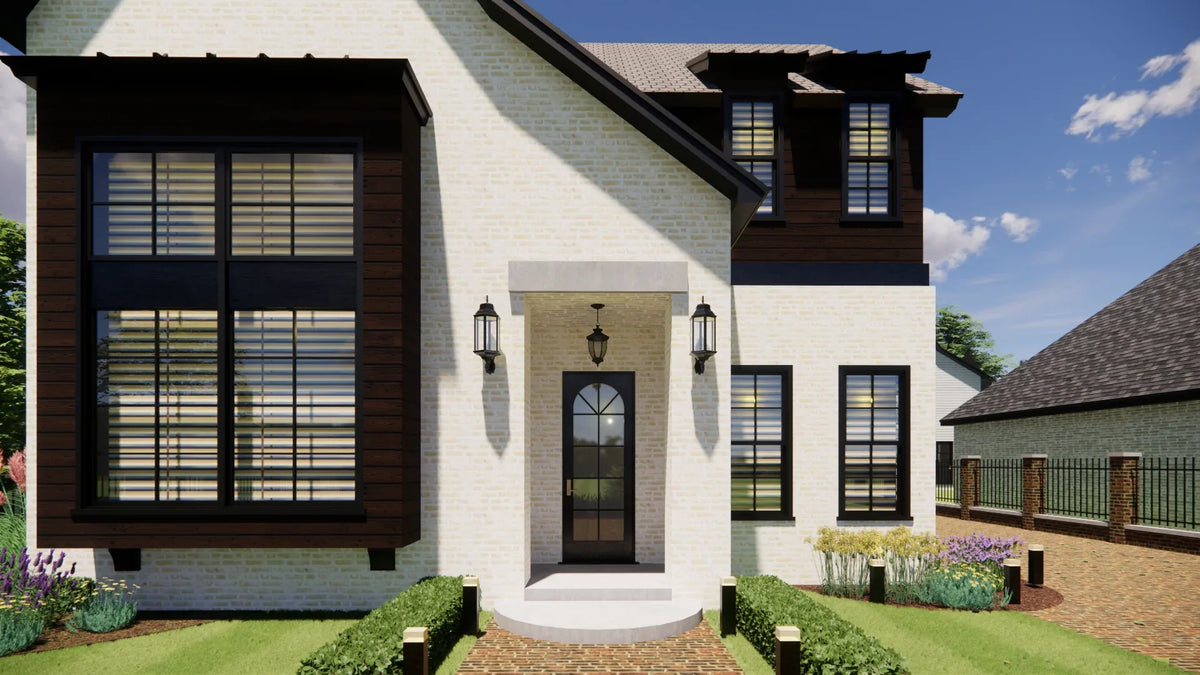 AG7495-A Transitional House, 3 Bed, 2.5 Bath | Stamford House Plan Exterior-3