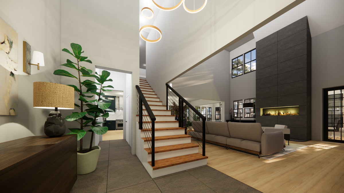 AG7498-A New American House, 4 Bed, 3.5 Bath | Kingside House Plan Exterior-7