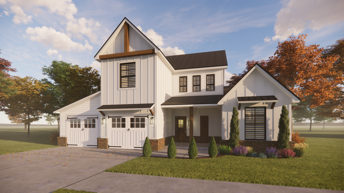 Charming 4-Bedroom Home Plan with Loft and Rear Porch