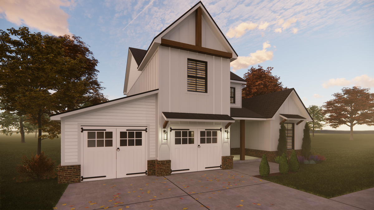 Charming 4-Bedroom Home Plan with Loft and Rear Porch