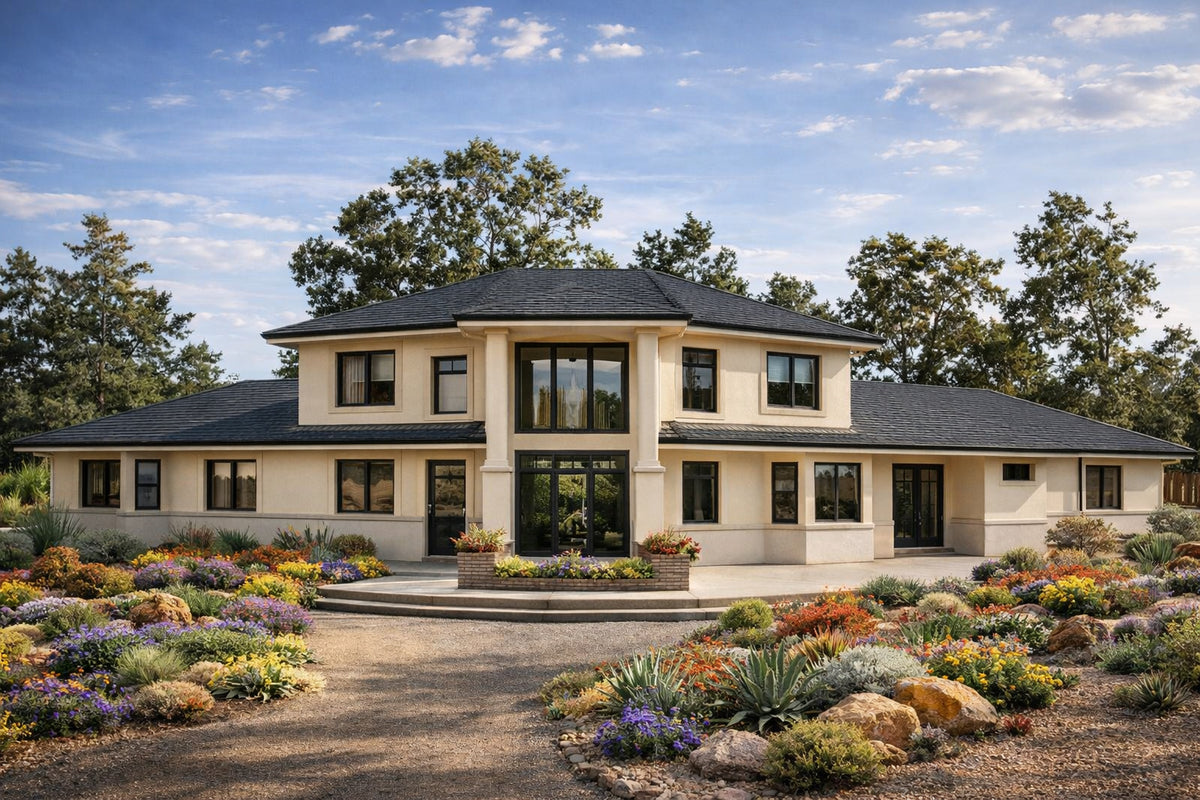 AM8105-A Southwestern House, 4 Bedrooms, 4 Bathrooms | Estefan House Plan Exterior-2
