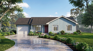 A8240-A Ranch House, 3 Bedrooms, 1.5 Bathrooms | Ethan House Plan Exterior-2