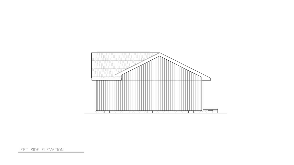 A8240-A Ranch House, 3 Bedrooms, 1.5 Bathrooms | Ethan House Plan Left Elevation