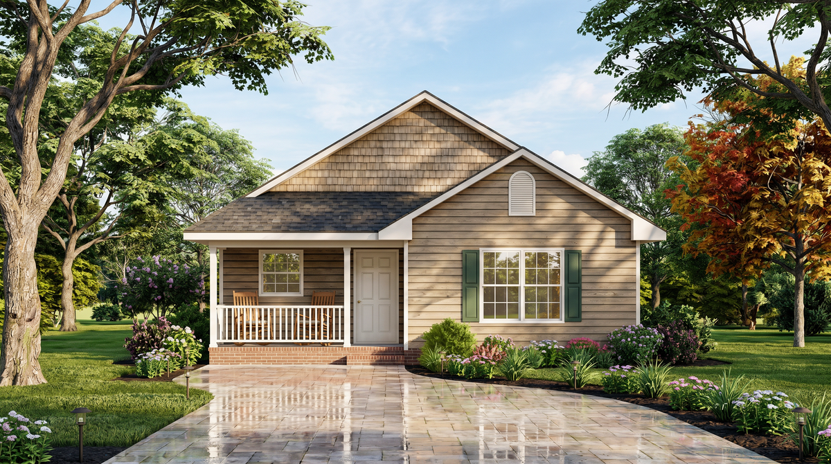 A8307-A Cottage House, 2 Bedrooms, 2 Bathrooms | Everly House Plan Exterior-2